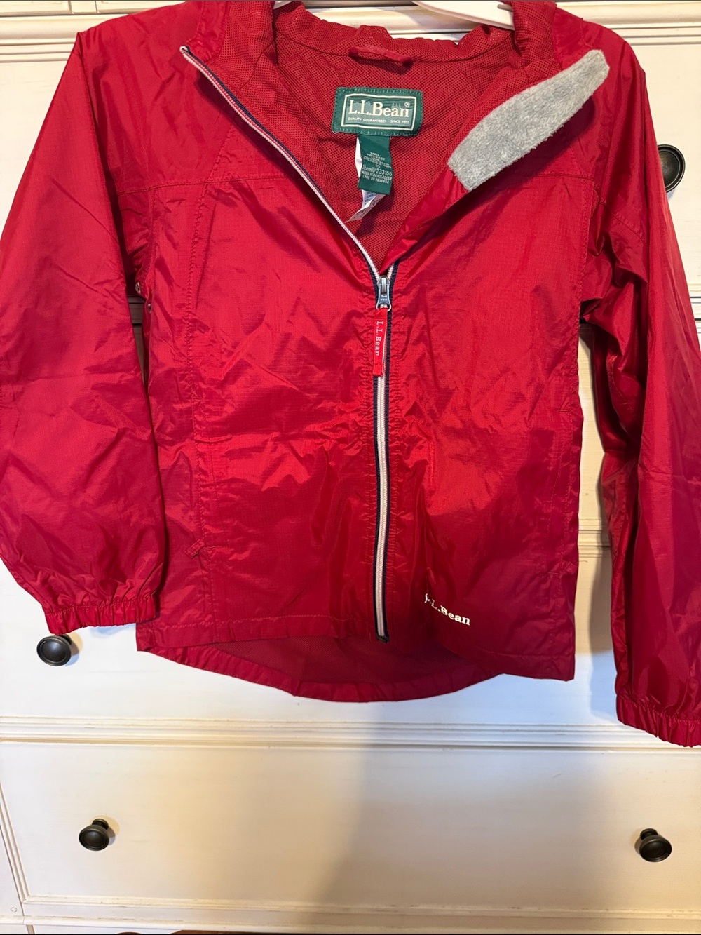 L.L. Bean Kids Red Hooded Rain Jacket